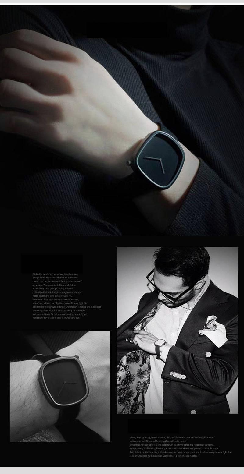 Elegant Square Minimalist Quartz Watch With Leather Strap For Men And Women - Water-Resistant, Japanese Movement, Fashionable Timepiece_voghion.com