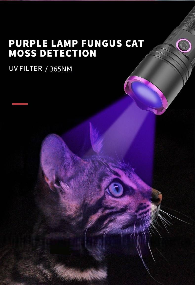 UV365 Blacklight Flashlight – 10W High-Power LED For Pet Stain Detection, Counterfeit Money & Security Checks (26650/18650 Battery Options)_voghion.com