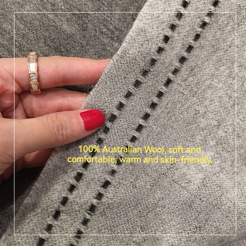 Damenschal aus reiner Wolle, einfarbig, mit Ziernähten, doppelseitig, aus Kaschmir, wärmt den Hals und hält ihn im Winter warm._voghion.com