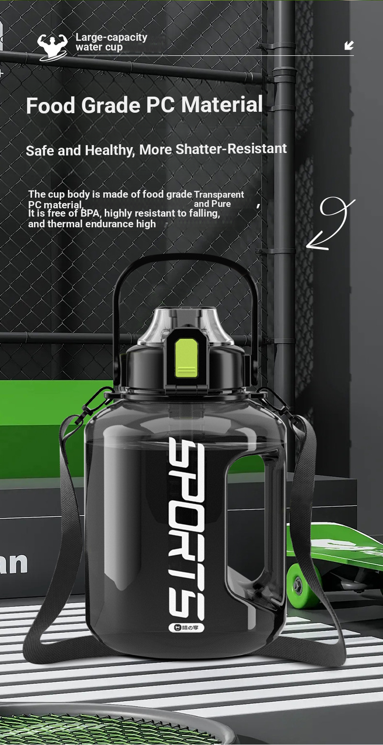 Tazza d'acqua di grande capacità, per uomo e donna, portatile, per sport, fitness, pancia, Dundong, secchio, tazza spaziale in plastica_voghion.com