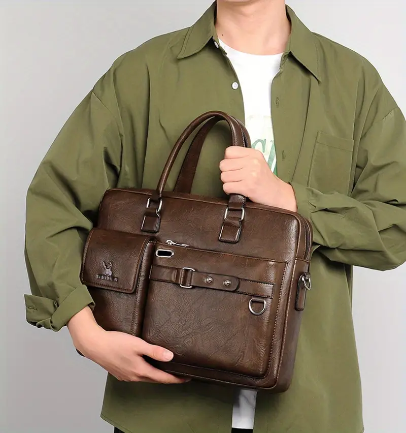 Sac à main d'affaires de luxe léger sac à bandoulière pour ordinateur de voyage d'affaires de grande capacité pour hommes sac à bandoulière en cuir imperméable pour hommes_voghion.com