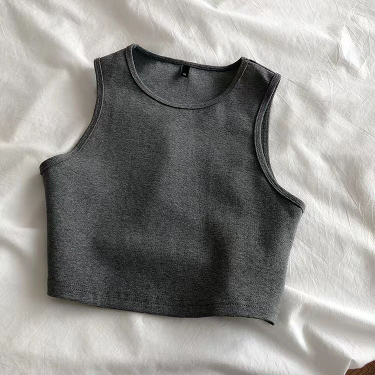 Wind Small Vest High Waisted Slimming Elastic Short Sleeveless Undershirt Women's Summer_voghion.com