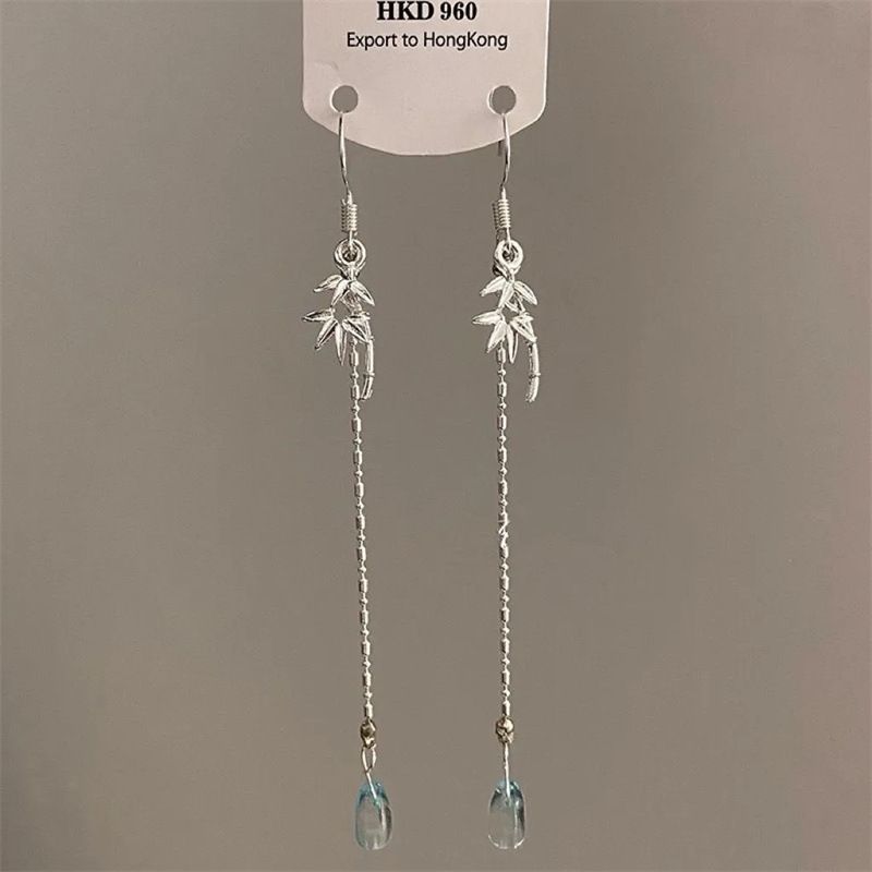 Nuovo nappa cinese a goccia d'acqua in bambù lunga versatile, design di nicchia, orecchini in stile fresco e antico, orecchini super immortali_voghion.com