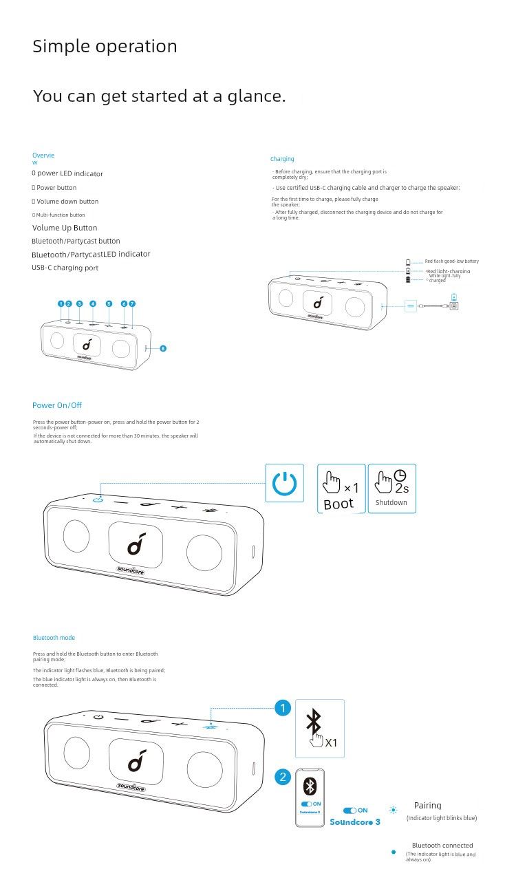 Anker Anke Wide Soundcore 3 Wireless Bluetooth Speaker Waterproof Outdoor Box Small Portable Loud Sound_voghion.com