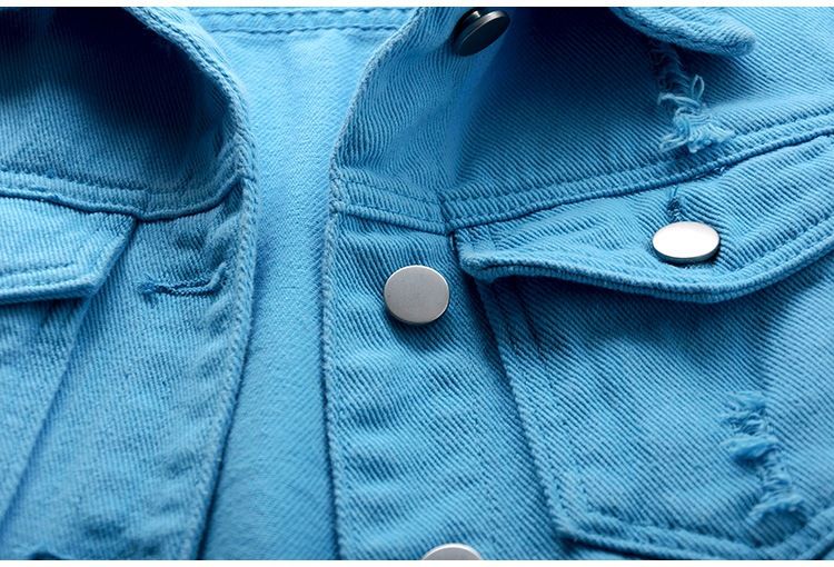 Ropa de mujer Chaleco vaquero multicolor Chaqueta corta ajustada sin mangas para mujer Cárdigan superior roto_voghion.com