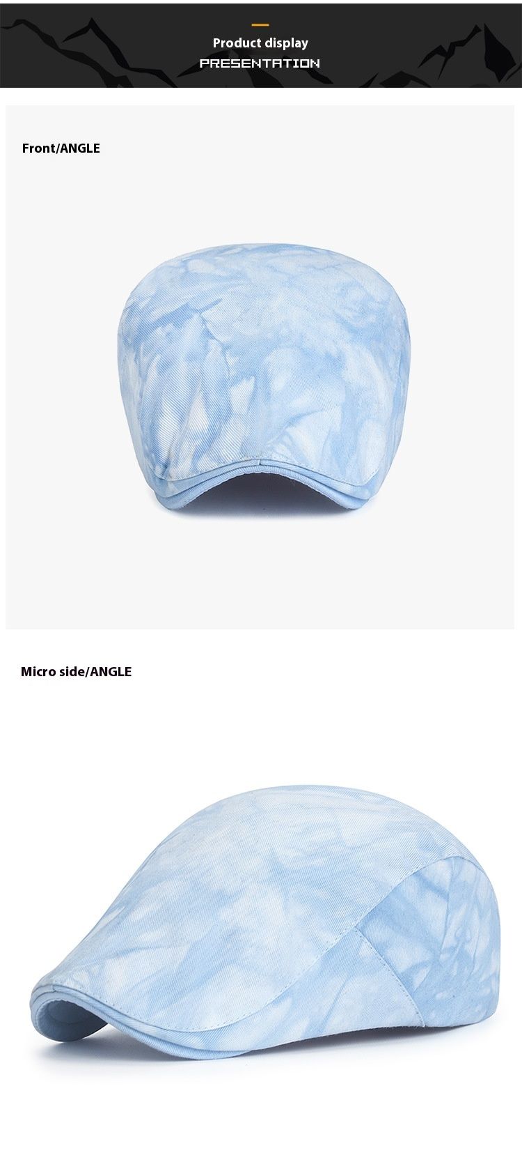 Spring and Summer Ink Men's Beret Tie Dyed Duck Tongue Women's English Literary Newspaper Boy Forward Hat_voghion.com