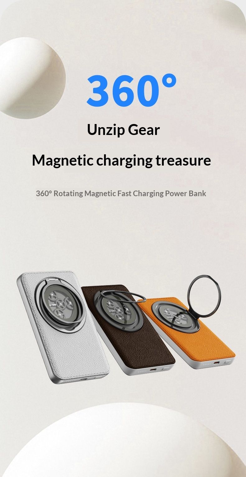 3C Sertifikalı Ultra İnce Alüminyum Alaşımlı Manyetik Kablosuz Bank Döndürülebilir Stand Stres Giderici Hızlı Şarj Özelleştirilebilir_voghion.com