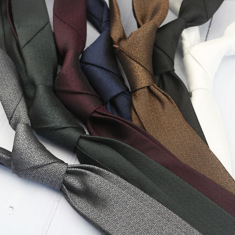 Cravatta stretta da uomo, stile coreano, casual, professionale, da 6 cm, tinta unita, grigia, versatile, nera, per studenti_voghion.com