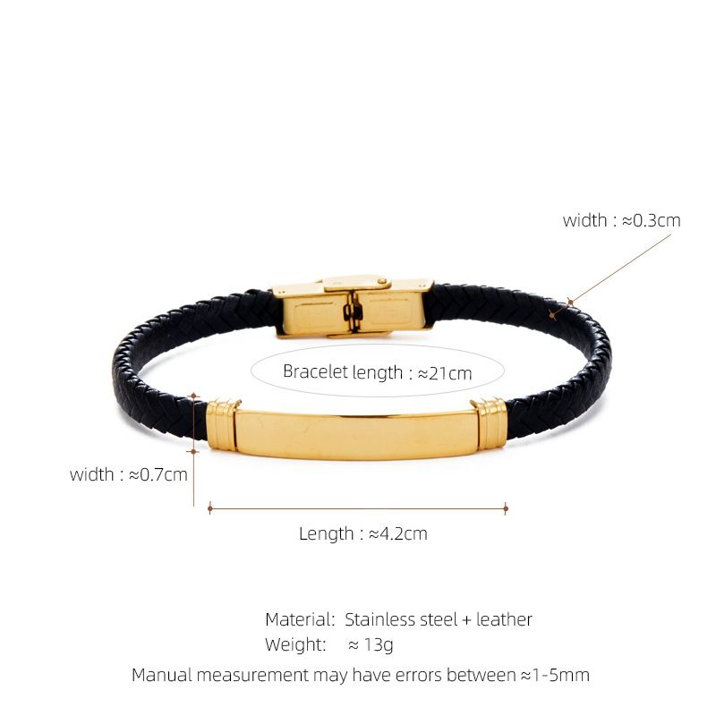 Bracciale intrecciato multistrato personalizzato da uomo in acciaio inossidabile con etichetta curva, cinturino in pelle_voghion.com