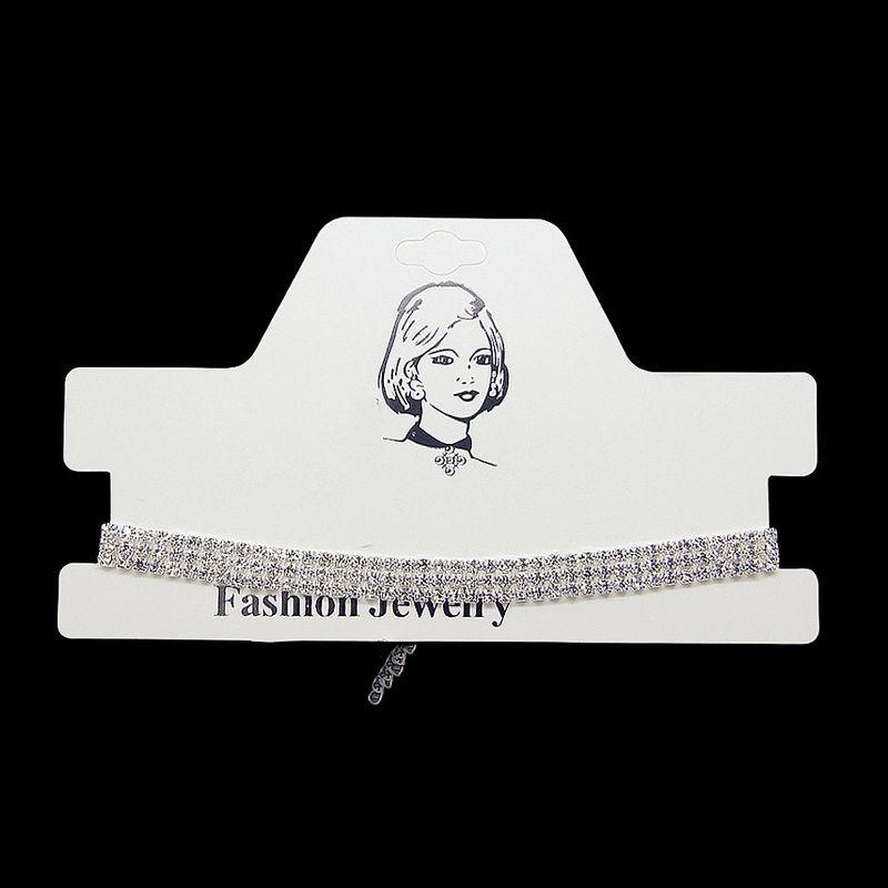 4 stk/sæt damemode skinnende rhinsten choker halskæde kvastøreringe elastisk armbånd fest clutch_voghion.com