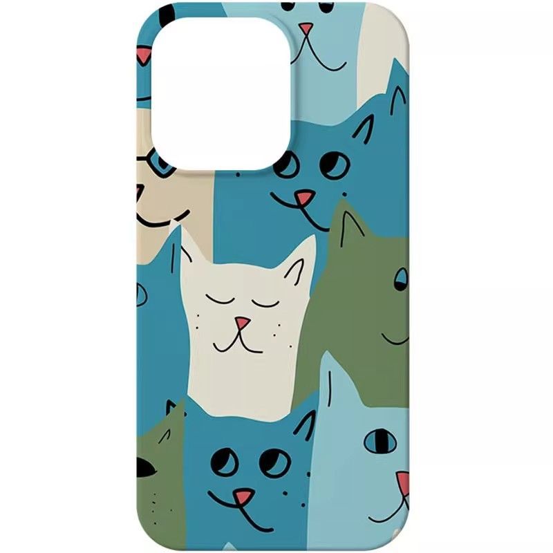 【 Durable et résistant aux chutes 】 Illustration de graffiti simulé Chat Téléphone15 Téléphone 14pro Coque rigide 13promax12 Film 11 Brillant_voghion.com