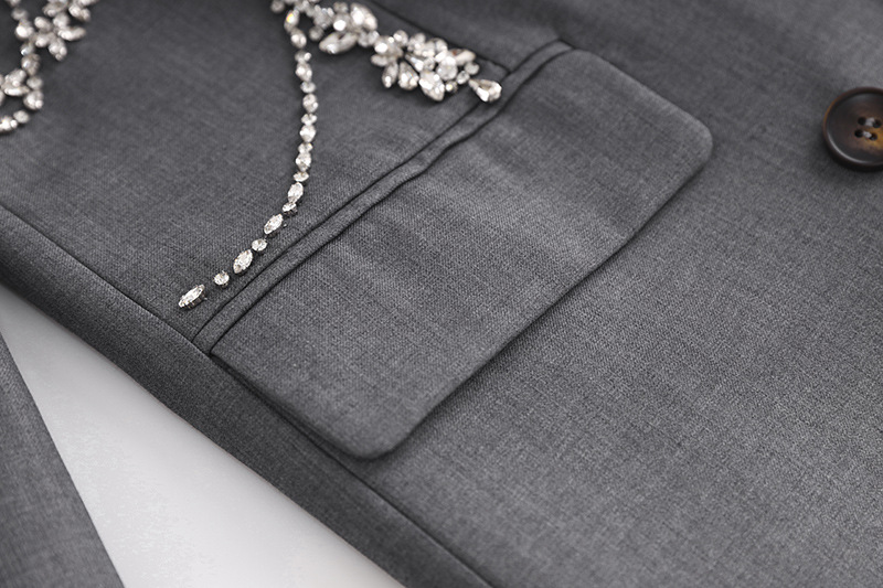 Women's Clothing Middle Eastern Style Super Heavy Beaded Suit Dress Gray Temperament Dress Skirt_voghion.com