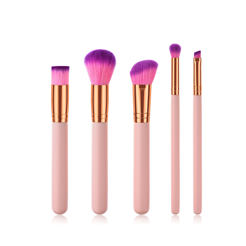 Pennelli per trucco da 5 pezzi, strumenti di bellezza, manico in legno Yuncai, tubo per la bocca, capelli in nylon GUJHUI_voghion.com