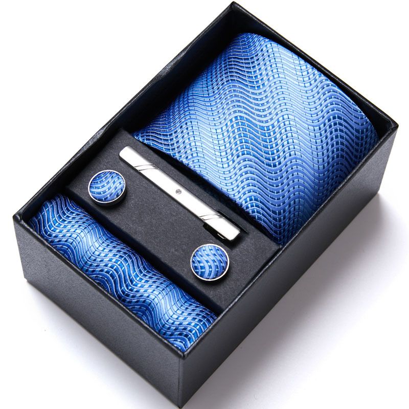 Men's Business Six-Piece Set Polyester Silk Jacquard Solid Color Tie Necktie Custom_voghion.com
