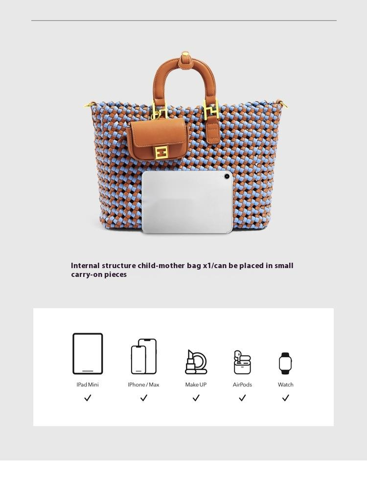 Håndvesker til kvinner, nye sommervevde handlevesker, enkle, uformelle skuldervesker, fasjonable og allsidige mor-og-barn-vesker, myntvesker._voghion.com