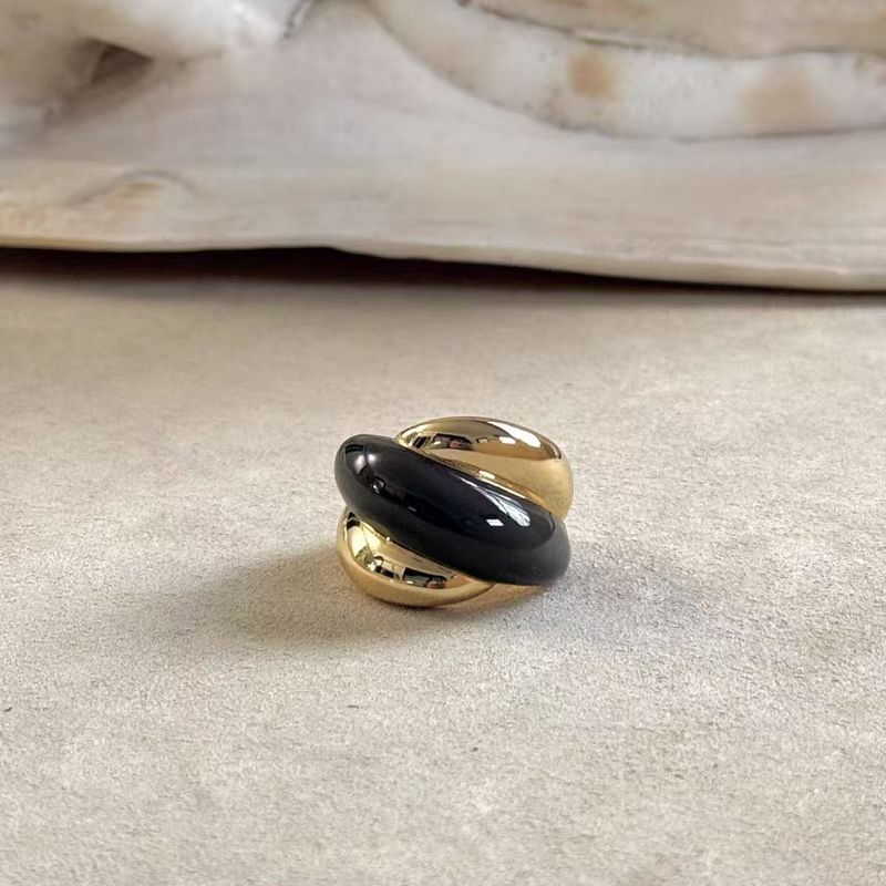 Fashionable High-end Metal Copper Plated Real Gold Contrasting Color Drop Glaze Open Ring, Personalized And Fashionable_voghion.com