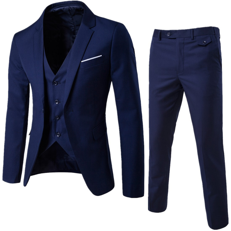 Anzug Herbst und Winter, schmal geschnittenes dreiteiliges Set, Hochzeitsanzug für den Bräutigam, professionelles Herrenkleid, formell_voghion.com