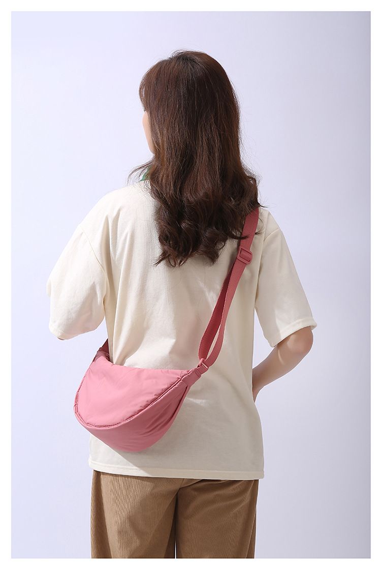 Borsa a tracolla portatile semplice da donna in nylon imbottito in tinta unita, borsa da viaggio_voghion.com