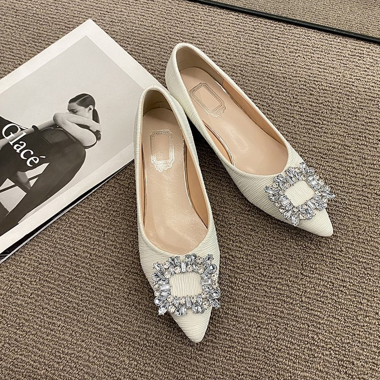 Pantofi damă cu toc gros, cu cataramă pătrată și diamant, la modă, cu toc jos_voghion.com