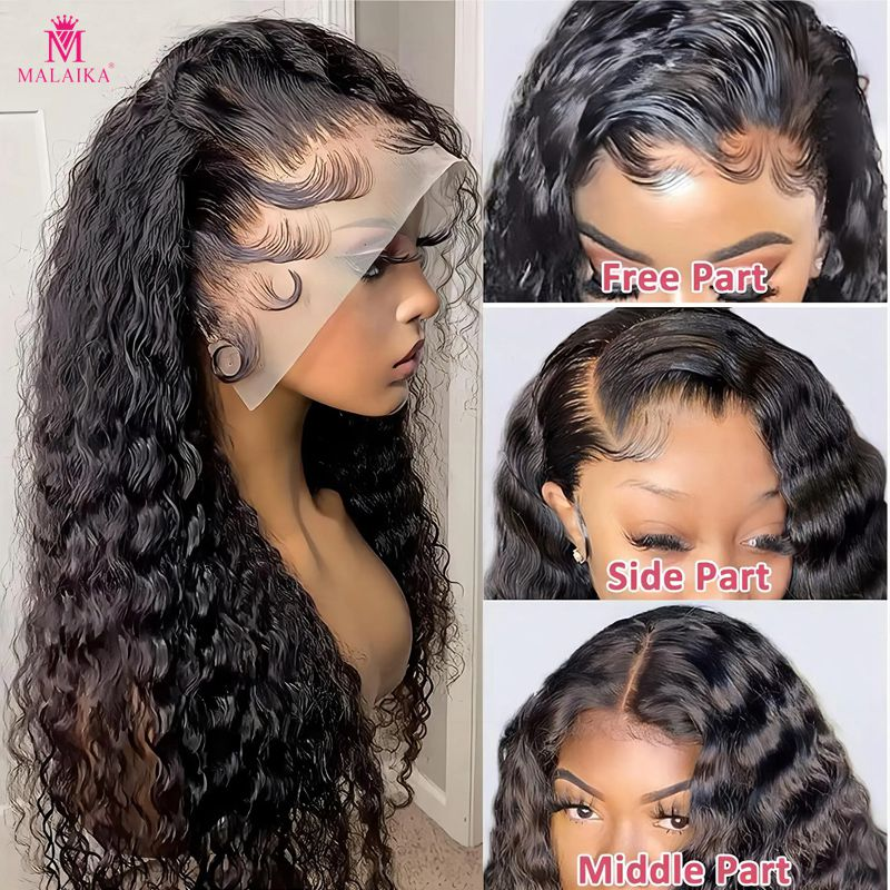 Pelucas delanteras de encaje de onda profunda Cabello humano Peluca delantera de encaje rizado de densidad 180% Pelucas frontales de encaje de cabello humano 13x4 para mujeres negras con cabello de bebé_voghion.com