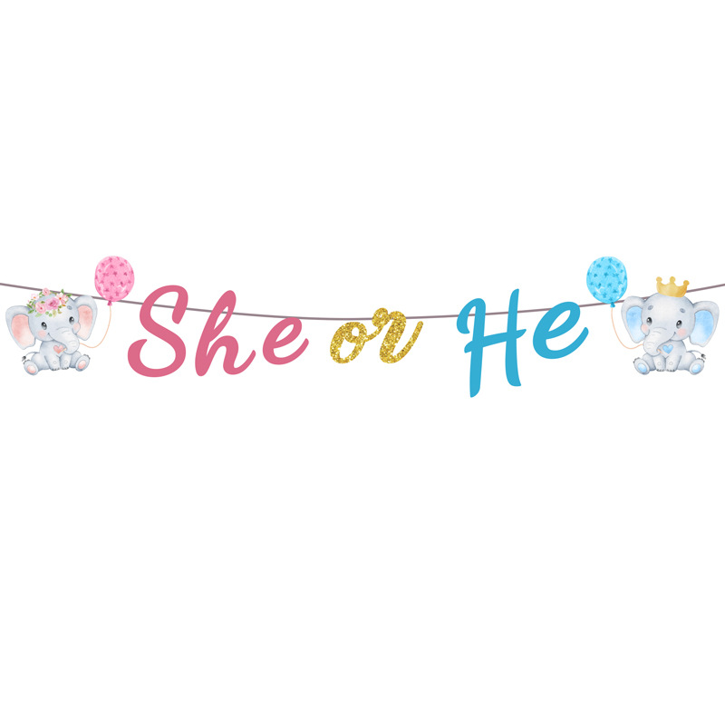 New Gender Reveals Baby Battesimo Tema Elefante Forniture per feste di compleanno Bicchiere di carta, fazzoletto di carta, piatto di carta, set di stoviglie_voghion.com