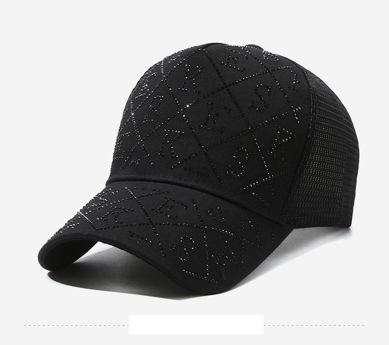 Unisex Instagram diamond-encrusted letter cap children spring/summer fashion temperament net cap breathable baseball cap tide_voghion.com