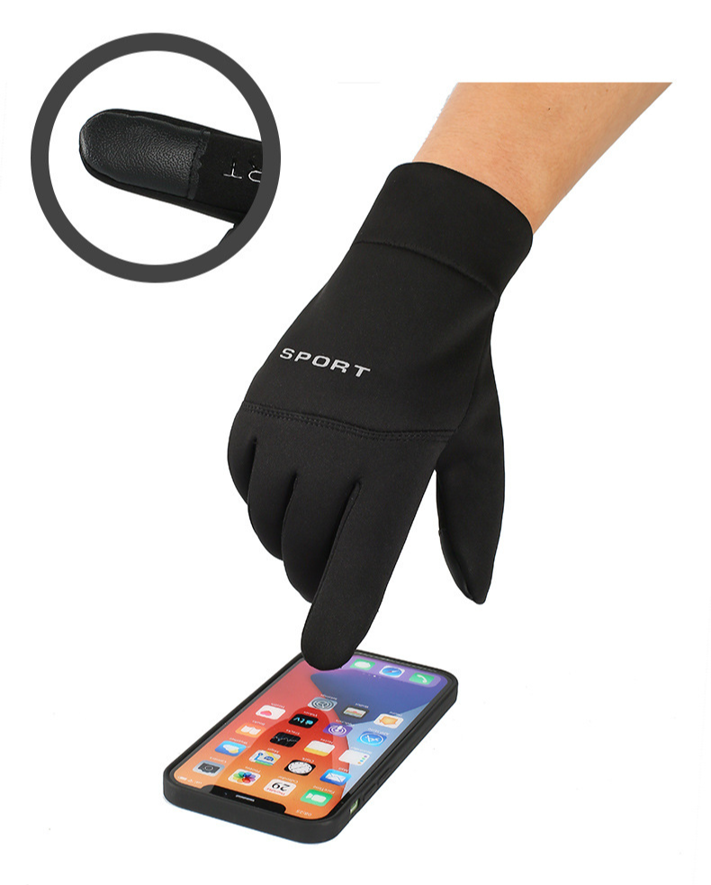 Gloves for men winter winterproof warm with wool thickened waterproof touch screen unilateral cycling exposed 2 fingers_voghion.com