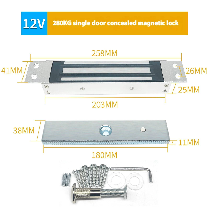 Cerradura electromagnética de 280 kg para puertas individuales o dobles, sistema de control de acceso de superficie con cerradura magnética y cerradura eléctrica._voghion.com
