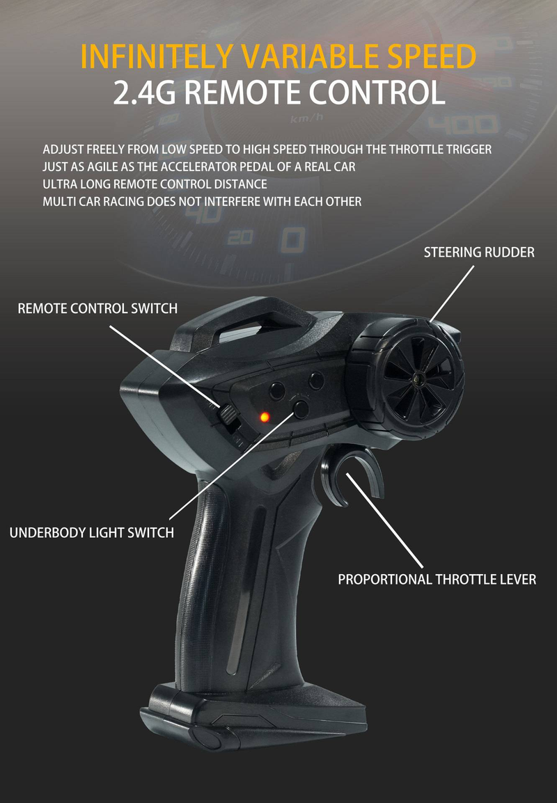 Coche de control remoto RC profesional con tracción en las cuatro ruedas, luces de carreras de derrape de alta velocidad, coche de carreras de derrape para niños, juguetes de coche de control remoto_voghion.com