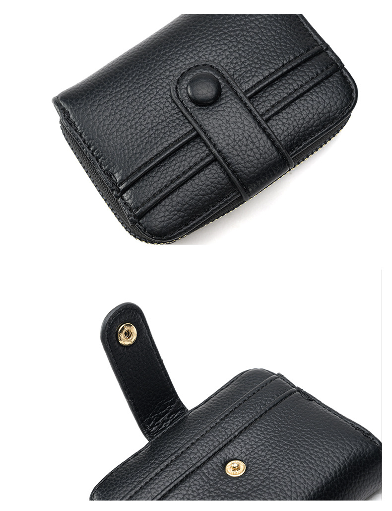 Porta-cartões com estampa de lichia, porta-cartões em formato de sanfona, porta-moedas curto feminino, versão coreana, grande capacidade, compartimento para vários cartões, carteira com zíper_voghion.com