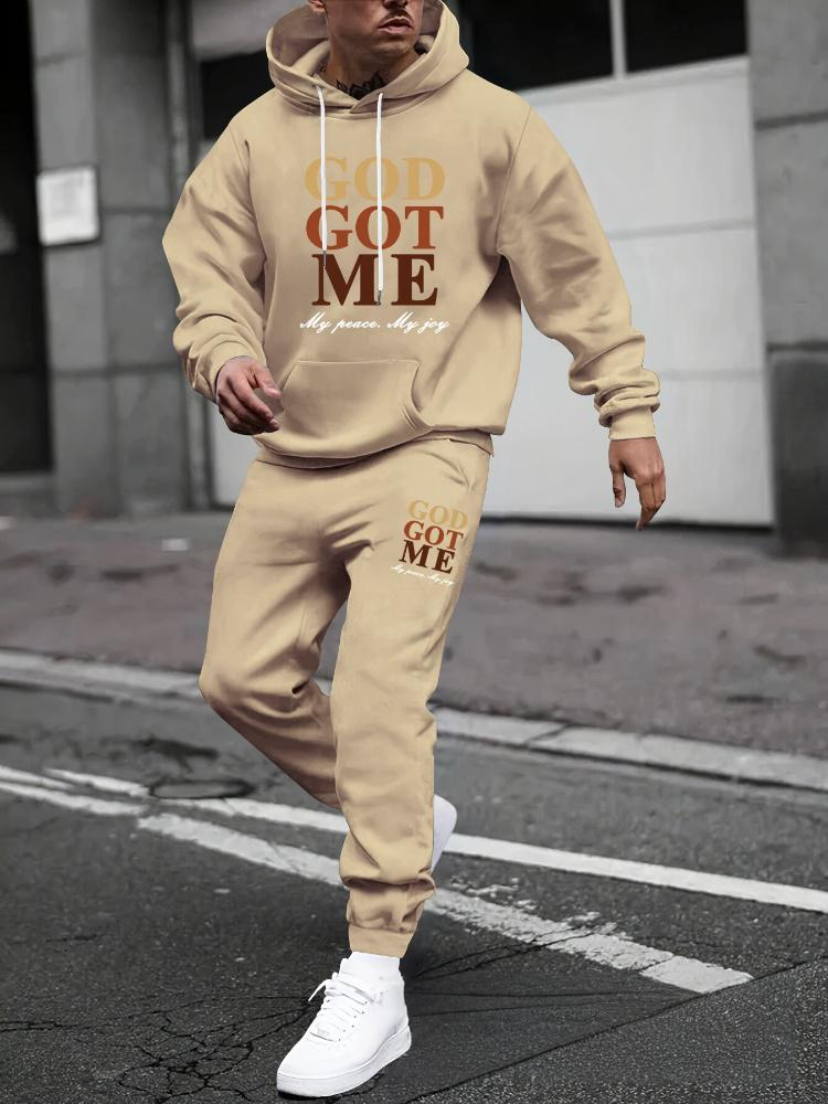 Conjunto de sudadera y jogger estampado para hombre: jersey y pantalón de invierno con forro polar grueso, conjunto informal de dos piezas._voghion.com
