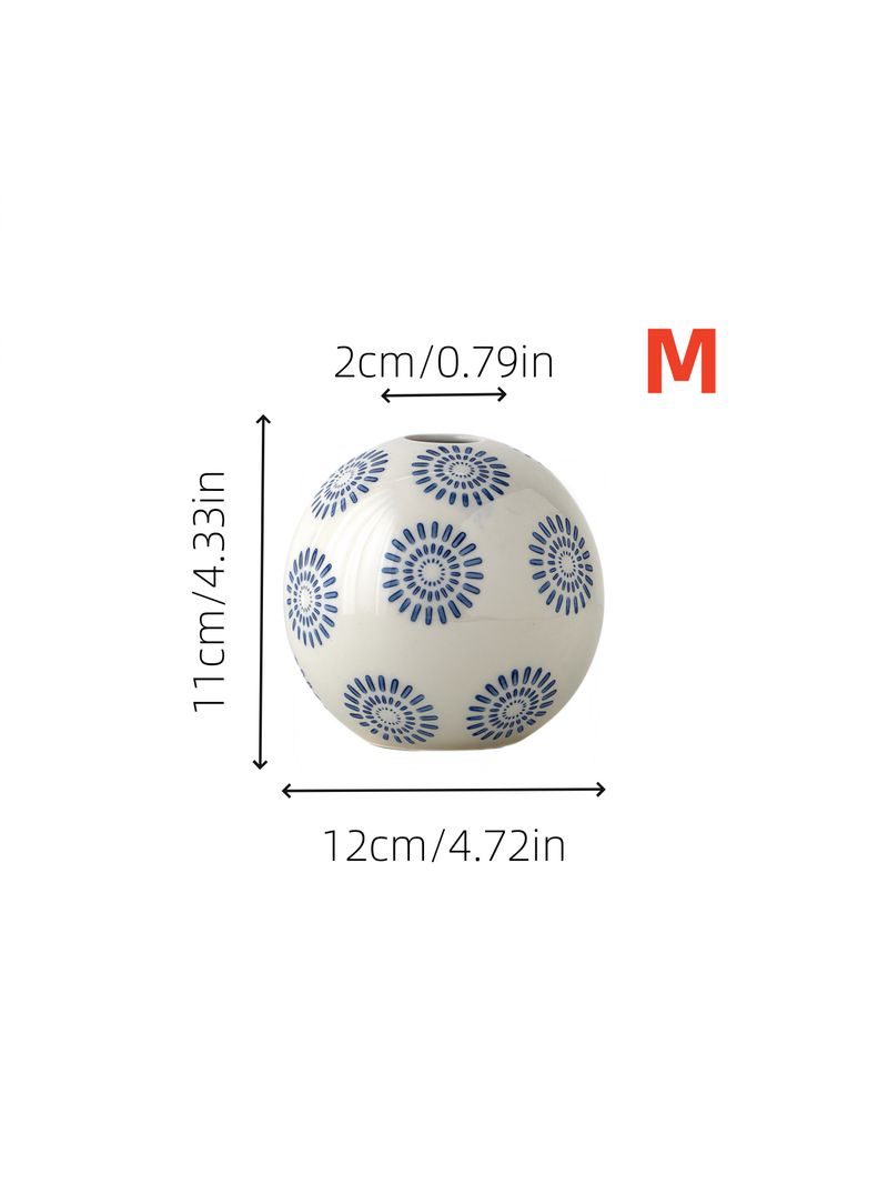 Ball Shaped Ceramic Vase, 1 Count Modern Desktop Decorative Vase, Home Decoration Ornament For Living Room Bedroom Dining Room_voghion.com