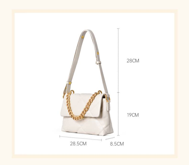 Borsa a tracolla elegante da donna - Elegante borsa quadrata piccola con tracolla a catena in morbida pelle PU, perfetta per l'uso quotidiano, borsa a tracolla leggera di lusso_voghion.com