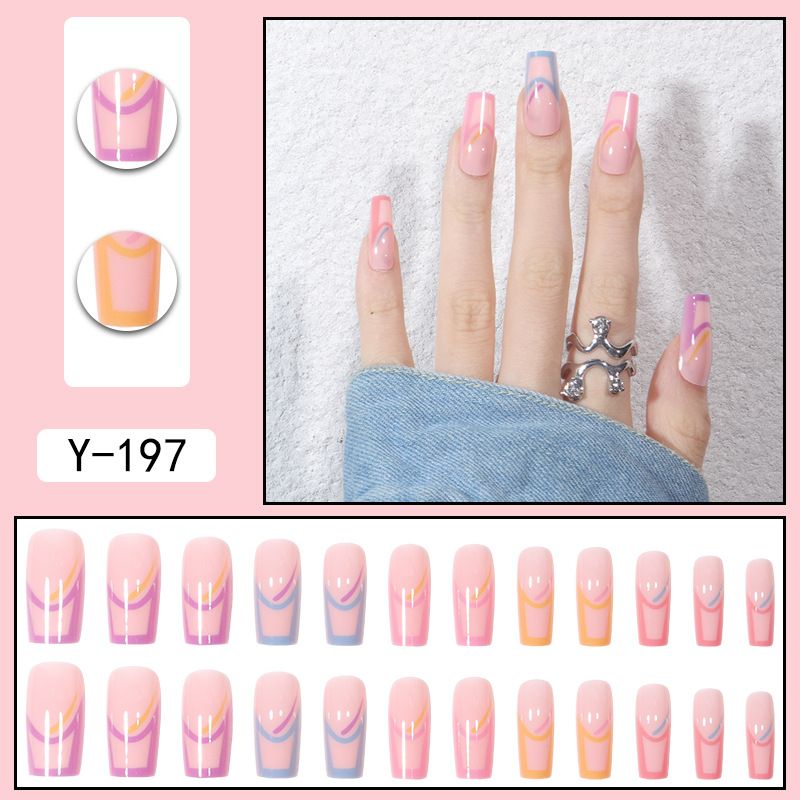 Wiederverwendbares Set mit aufklebbaren Nägeln – trendige Farbverläufe und minimalistische Designs, einfach anzubringende künstliche Nägel für mühelose Schönheit (mehrere Farben und Stile)_voghion.com