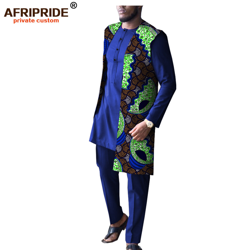 Herrenbekleidung Afrika Herren-L-Kleid, dreiteiliges Set, Mantel + Oberteil + Hose_voghion.com