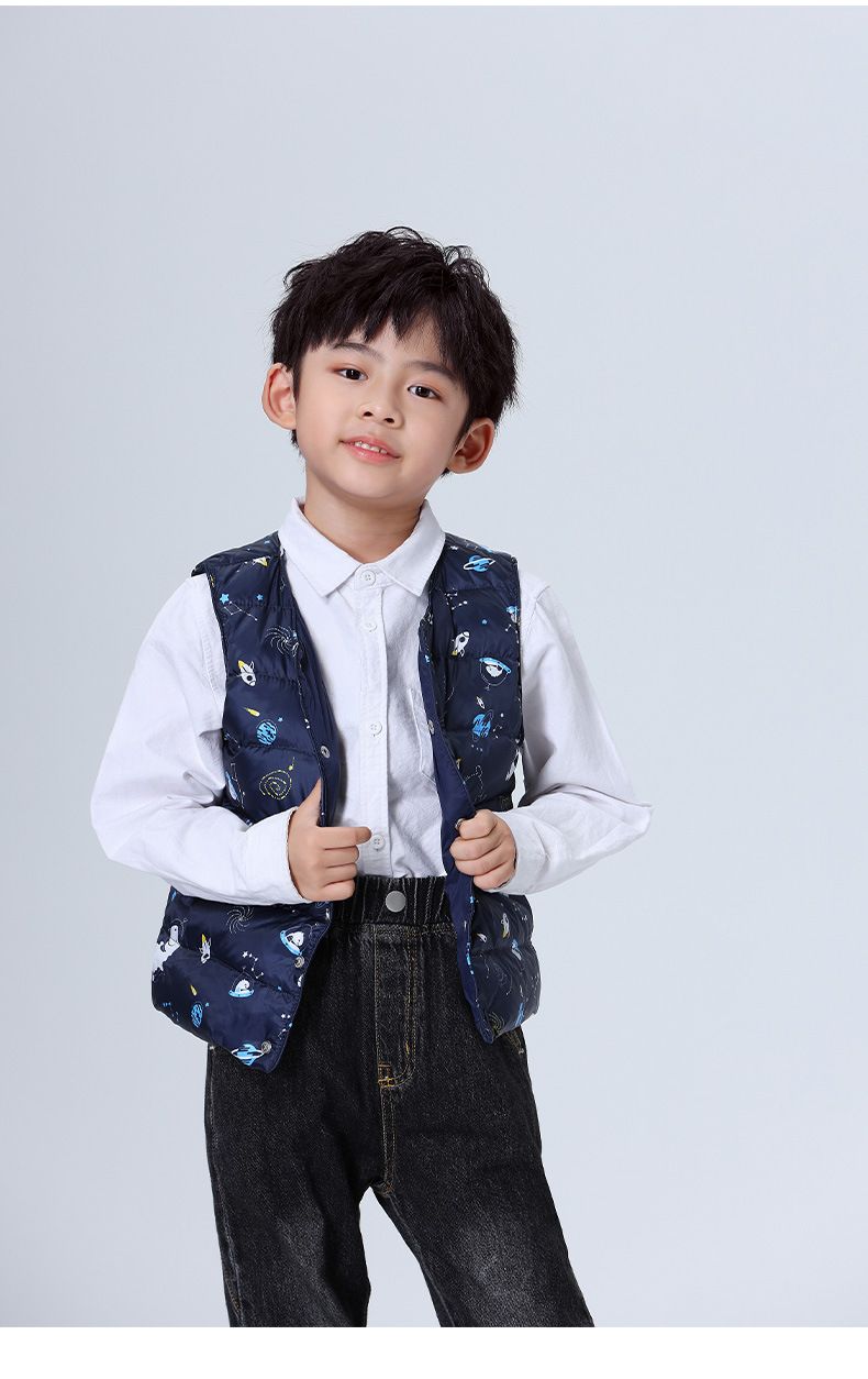 Gilet in piumino per bambini 90% piumino d'anatra bianco Autunno e inverno Nuovo fodera per ragazzi e ragazze Taglia media e grande Gilet in piumino per bambini Classe A_voghion.com