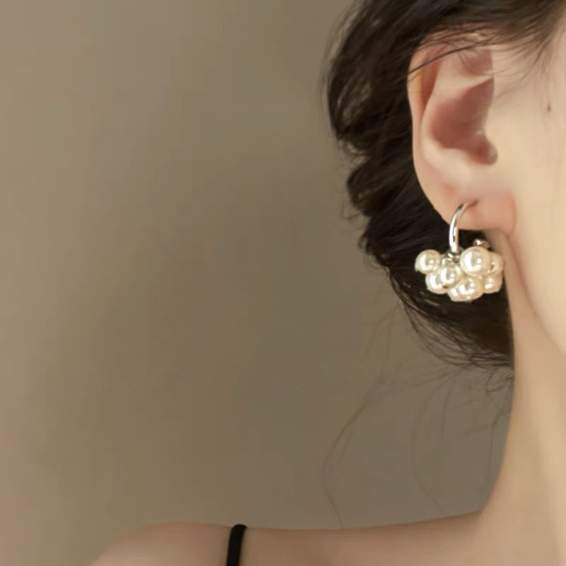Orecchini geometrici retrò con perle, orecchini a bottone esagerati, orecchini di lusso di alta gamma, orecchini da donna_voghion.com