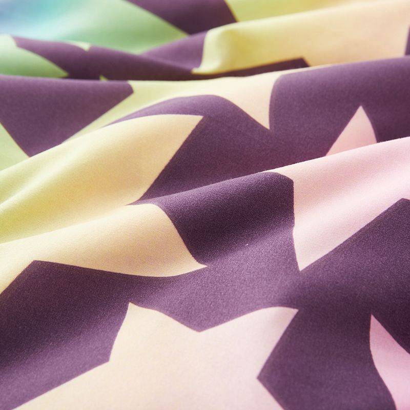 3D-Bettwäscheset mit Regenbogen-Stern-Print – Kawaii-Spannbettlaken aus Polyester, süßer Cartoon-Bettbezug, weicher Bettbezug, Twin/Queen/King-Size erhältlich_voghion.com