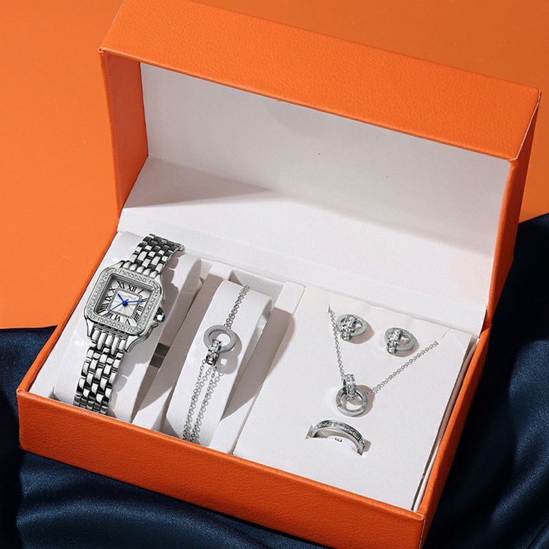 Caja de regalo para reloj de mujer con incrustaciones de diamantes, conjunto de reloj de cuarzo versátil de ambiente lujoso_voghion.com