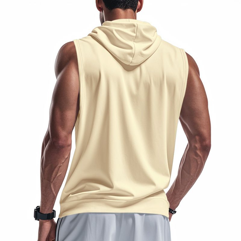 Herren Sommer Unterhemd mit Kapuze Sport Fitness Training Reißverschluss Strickjacke Ärmellose Weste Tops_voghion.com