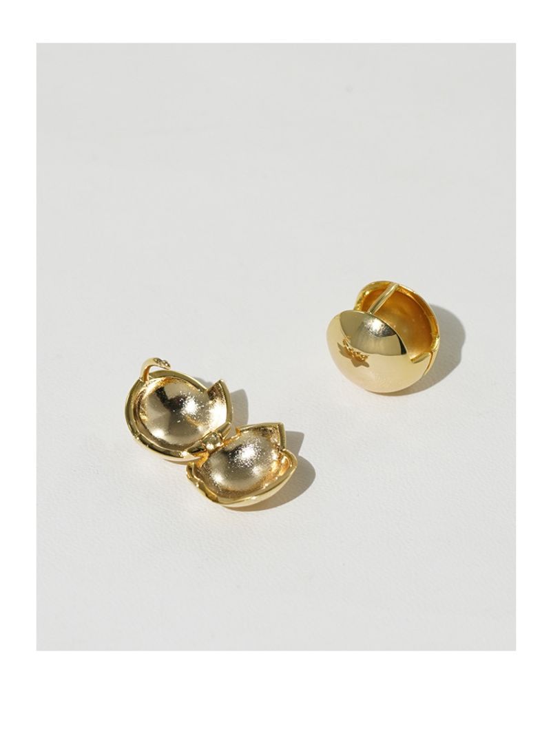 K Reales Gold Runde Einfache Temperament Ohrringe Ins Kalten Stil Sterling Silber Ohr Nadel_voghion.com