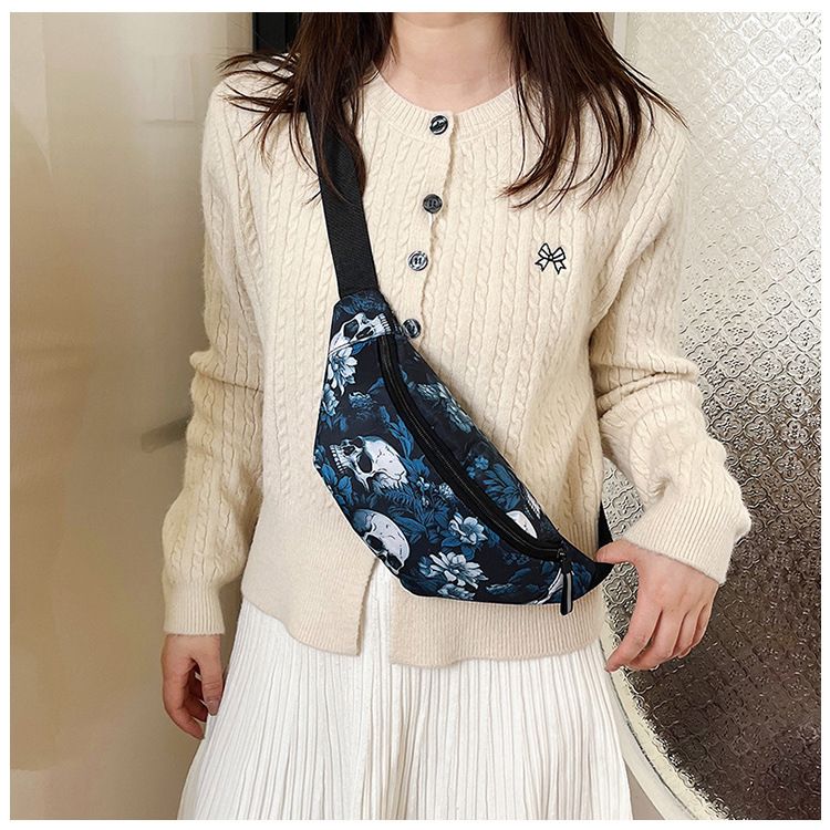 Borsa da donna con stampa teschio gotico - Elegante borsa a tracolla per Halloween e street fashion_voghion.com