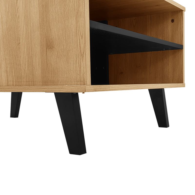 Grande table basse 100 x 60 x 45 cm, table de salon design en bois coloré et noir avec tiroirs, table d'appoint de rangement multifonctionnelle à l'aspect unique_voghion.com