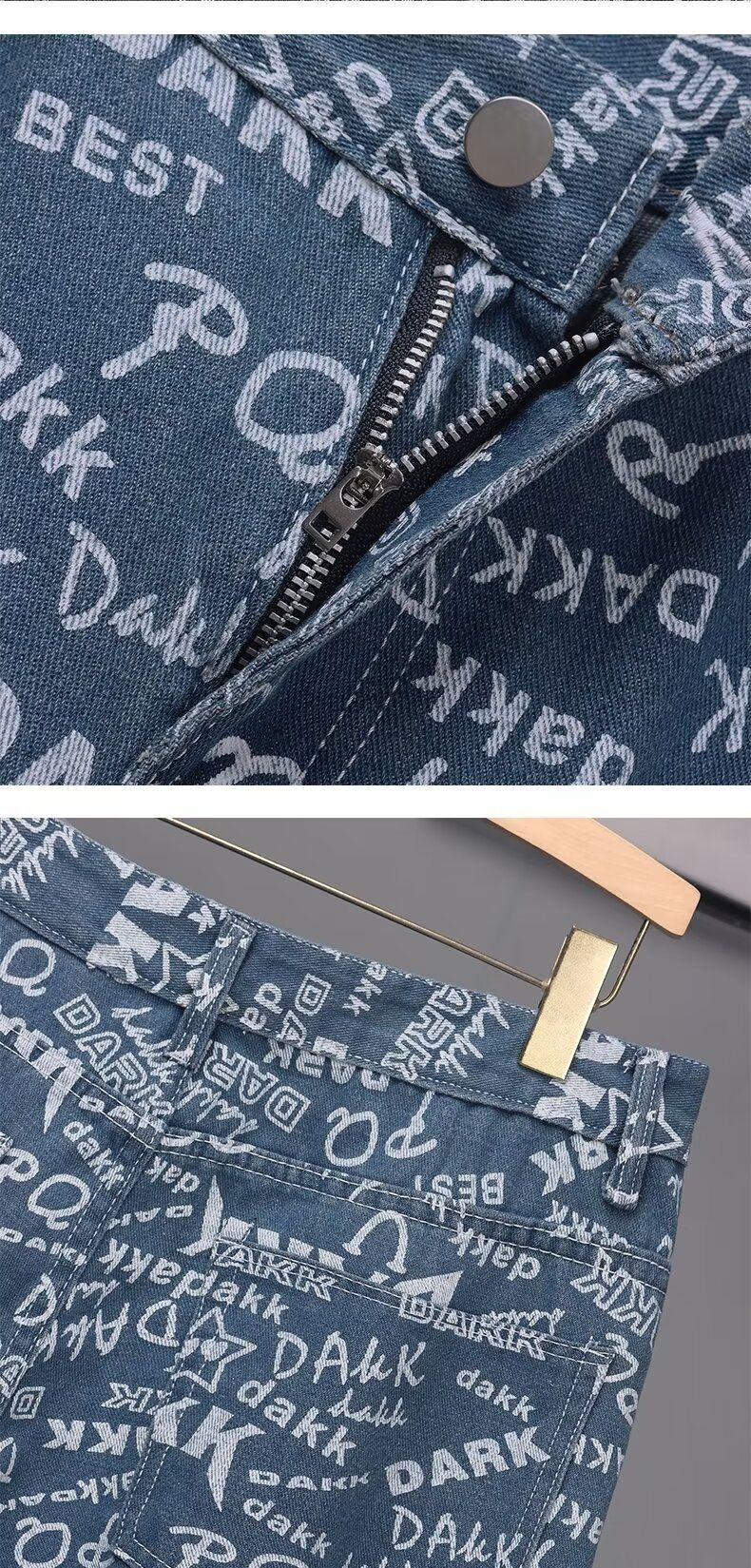 Jeansjacke- und Hosen-Set für Herren – Lässiges Vintage-Outfit im amerikanischen Stil für Frühling und Herbst, stylischer Mantel mit passender Hose für den Alltag_voghion.com