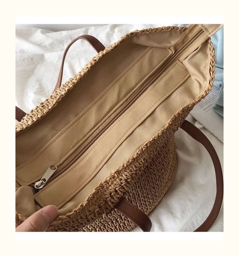 Grass French tidal beach 2024 borsa tote fatta a mano intrecciata a mano in rattan ad alta capacità per l'estate delle nuove donne_voghion.com