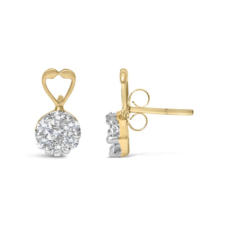 14K Yellow Gold 1ct. TDW Round-cut Diamond Earrings (I-J,SI2-I1)_voghion.com