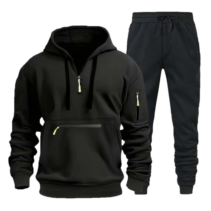 Herren-Kapuzenpullover mit Reißverschluss und mehreren Taschen – Fleece-gefüttertes Pullover-Sweatshirt für Freizeit- und Sportbekleidung_voghion.com