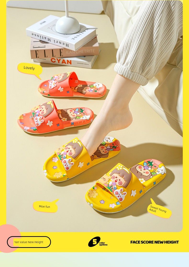 Internet Celebrity Ins Trendy Junge Erwachsene Herz Cartoon Hause Sandalen_voghion.com