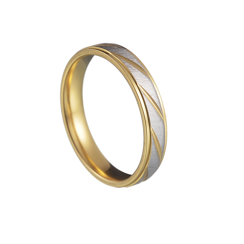 Couple ring two-color titanium steel ring 4/6mm standard US size_voghion.com