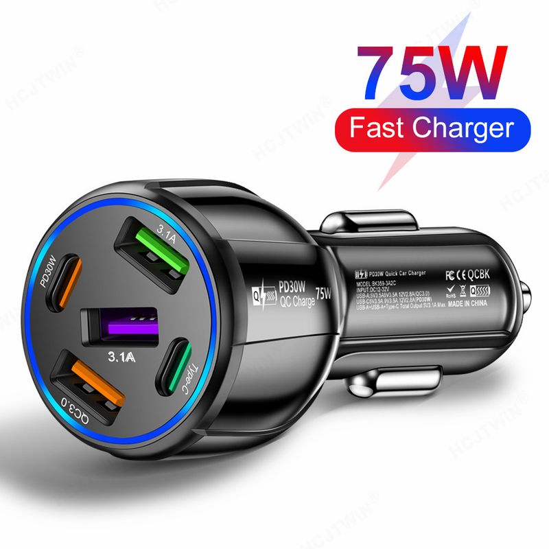 Music Festival  CE FCC Rohs UL Report One to Five Fast Charger 3USB+2PD Car Charging_voghion.com